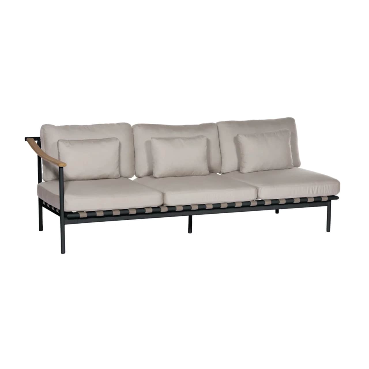 Barlow Tyrie Around Deep Seating Triple Module - Teak Left Arm | Forge Grey Aluminum Frame
