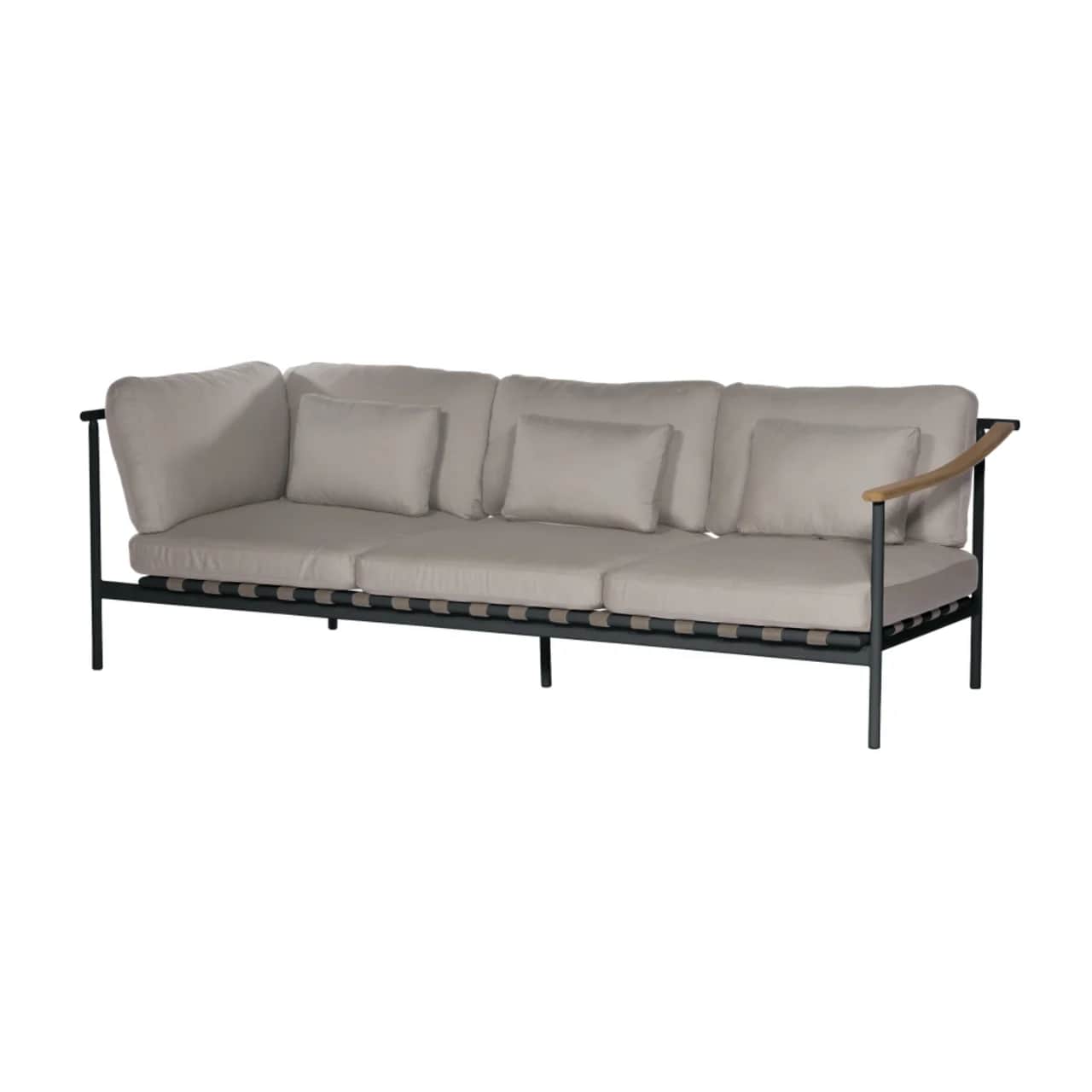 Barlow Tyrie Around Deep Seating Triple Module - Aluminum (L) / Teak (R) Arms | Forge Grey Aluminum Frame