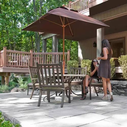 Frankford Monterey 6.5' Square Market Umbrella (Crank / No Tilt) | Brown Canvas Fabric