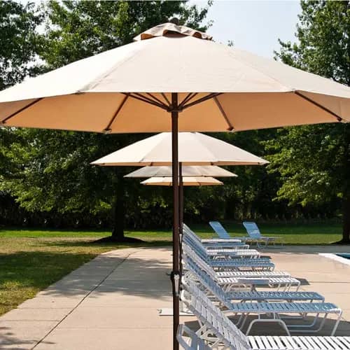 Frankford Monterey 7.5' Octagonal Market Umbrella (Crank / No Tilt) | Beige Canvas Fabric