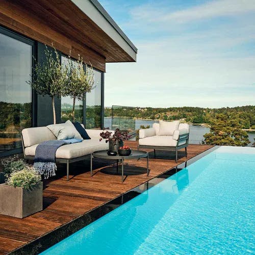 poolside: anholt left-arm chaise, lounge chair and salto 33" lounge table