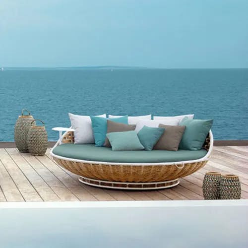 Panoramic views: The SWINGREST Standing Lounger includes a base that rotates 360 degrees (Photo courtesy of DEDON)