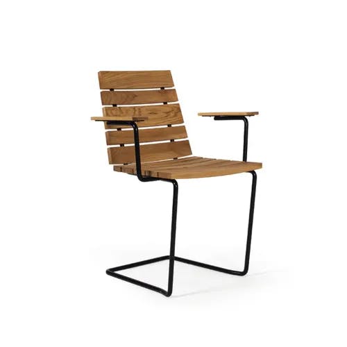 Seat and Back Teak | Frame Painted Steel Black