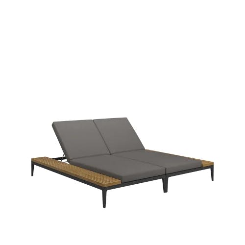 Grid Double Lounger Unit With Teak Table Top