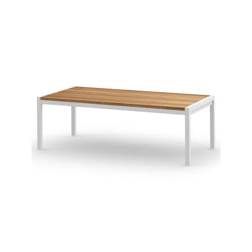 Frame Powder-Coated Aluminum White | Top Recycled Teak Smooth Sanded