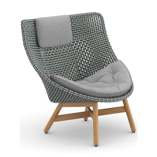 Woven Wicker DEDON Fiber Baltic | Teak Base | Cushions (Seat and Optional Headrest Shown) NATURA Ash