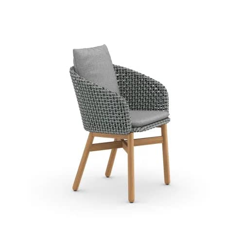 Woven Wicker DEDON Fiber Baltic | Teak Base | Cushions (Included Seat and Optional Back Shown) NATURA Ash