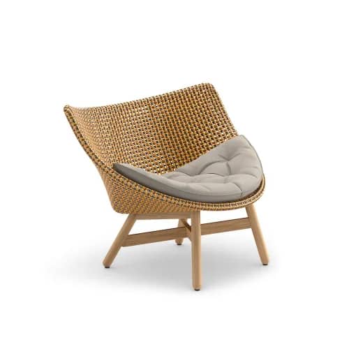 Woven Wicker DEDON Fiber Seville | Teak Base | Cushions (Included Seat Shown) TWIST Gray