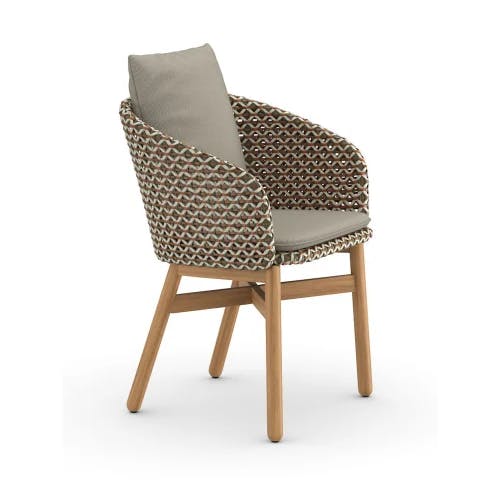 Woven Wicker DEDON Fiber Chestnut | Teak Base | Cushions (Included Seat and Optional Back Shown) NATURA Laurel