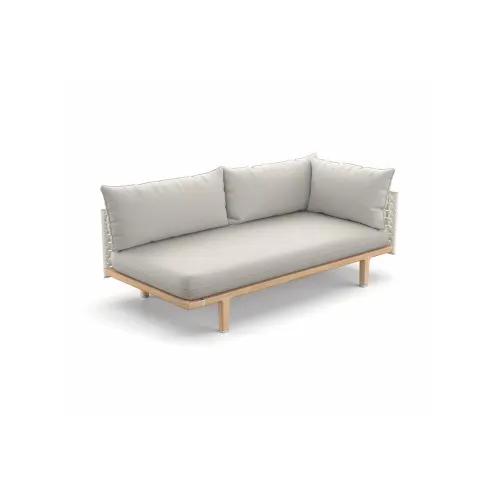Woven Fiber Silver Beige | Frame Powder-Coated Aluminum Lipari | Base Teak | Cushions NATURA Off-White