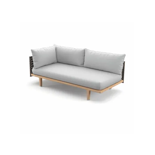 Woven Fiber Titan | Frame Powder-Coated Aluminum Black Pepper | Base Teak | Cushions NATURA Off-White