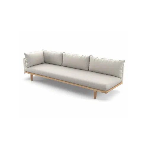 Woven Fiber Silver Beige | Frame Powder-Coated Aluminum Lipari | Base Teak | Cushions NATURA Off-White