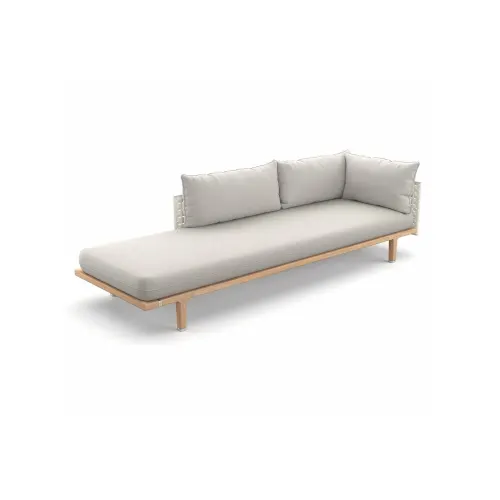 Woven Fiber Silver Beige | Frame Powder-Coated Aluminum Lipari | Base Teak | Cushions NATURA Off-White