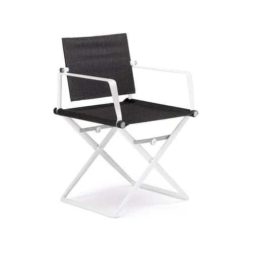 Frame: Powder-Coated Aluminum, White | Seat: Sling, Sail Shade