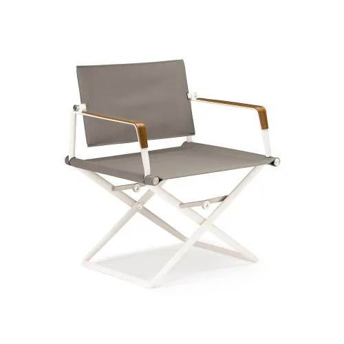 Frame Powder-Coated Aluminum Lipari | Teak Armrests | Sling Sail Taupe