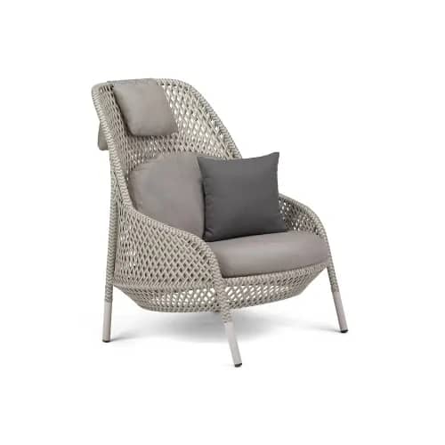 Wicker DEDON Fiber White Quartz | Frame Powder-Coated Aluminum Lipari | Included Seat&Back Cushions NATURA Taupe