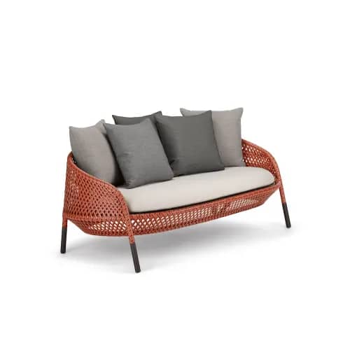 Wicker DEDON Fiber Elemental | Frame Powder-Coated Aluminum Vulcano | Included Seat Cushion NATURA White