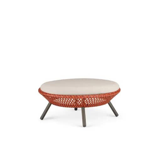 Wicker DEDON Fiber Elemental | Frame Powder-Coated Aluminum Vulcano | Included Seat Cushion NATURA White