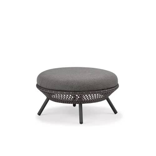 Wicker DEDON Fiber Graphite | Frame Powder-Coated Aluminum Vulcano | Included Seat Cushion NATURA Dark Gray