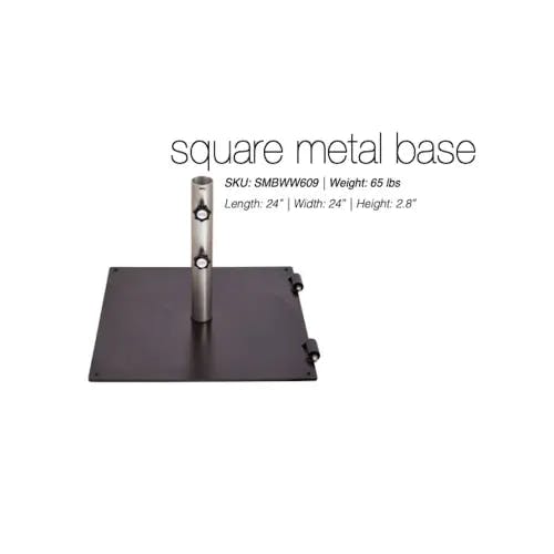 24" Square Metal Base with wheels + 57mm (2¼") Stainless Steel tube