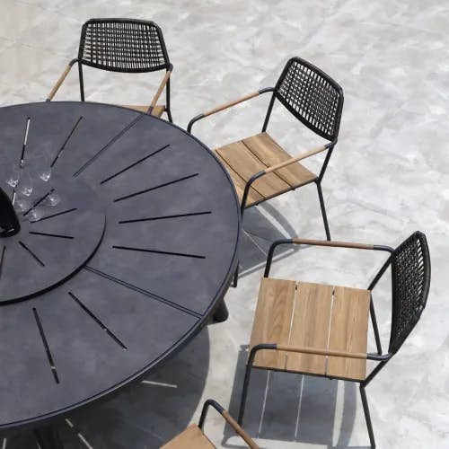 Meika | HPL Dining Table & Stacking Armchairs