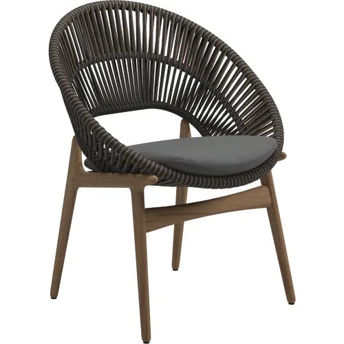 Gloster Bora Dining Chair Umber Rope | Essential Granite Cushion Fabric