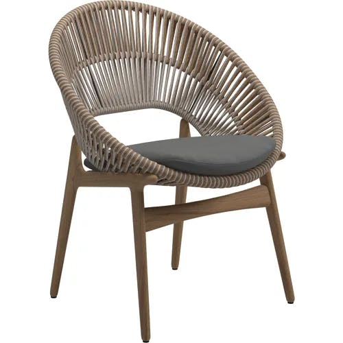 Gloster Bora Dining Chair Sorrel Rope | Essential Granite Cushion Fabric