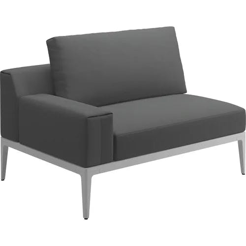 Gloster Grid Dining Sofa with Arm | Essential Granite Cushion Fabric