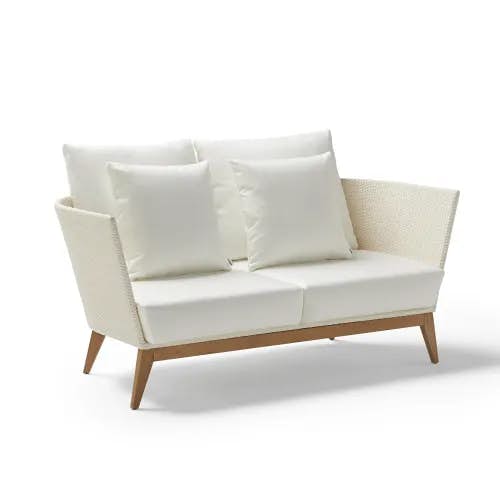 POINT Arc 2-Seater Sofa | Woven Fiber Ivory | Teak Legs