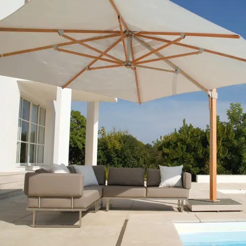 Barlow Tyrie Napoli 13' Square Cantilever Umbrella with Mercury Deep Seating
