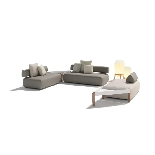 DEDON BRIXX Modular Seating & Triangular Side Tables | LOON Floor Lamps