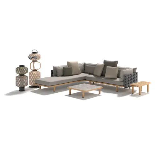 DEDON THE OTHERS Statue TEBU & Statue TOBO | SEALINE Extended Daybed Right, Left Module, Coffee Table & Bench