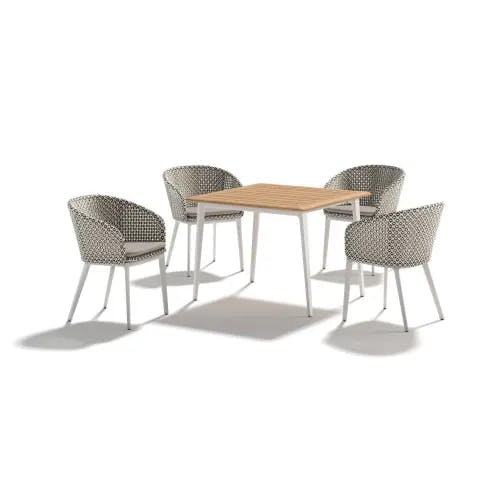 DEDON MBRACE Armchairs with Aluminum Legs | WA 39" Square Dining Table
