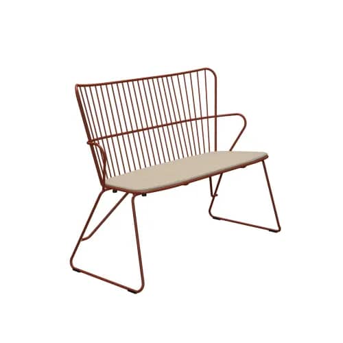 Houe Paon Bench | Steel Paprika Frame | Ashe Heritage Cushion