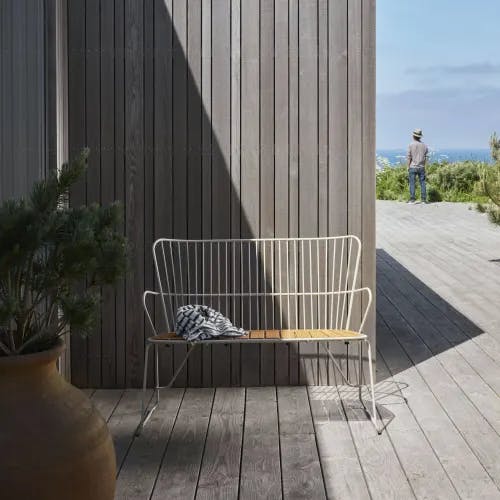Houe Paon Bench | White Taupe Frame