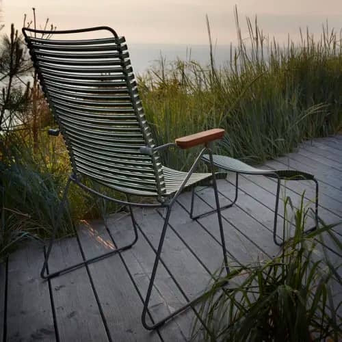 Houe Click Position Chair & Footrest | Olive Green Lamellas