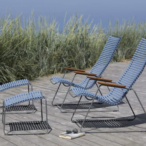 Houe Click Lounge Chairs and Footrests | Pigeon Blue Lamellas