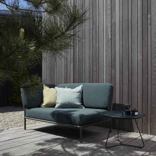 Houe Level Lounge Left Corner Sofa (Alpine Heritage) | Eyelet 23" Tray Table (Pine Green)