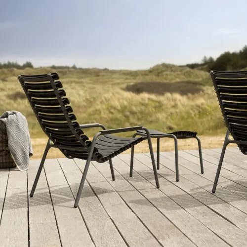 Houe ReCLIPS Lounge Chair & Footrest | Dark Grey Lamellas