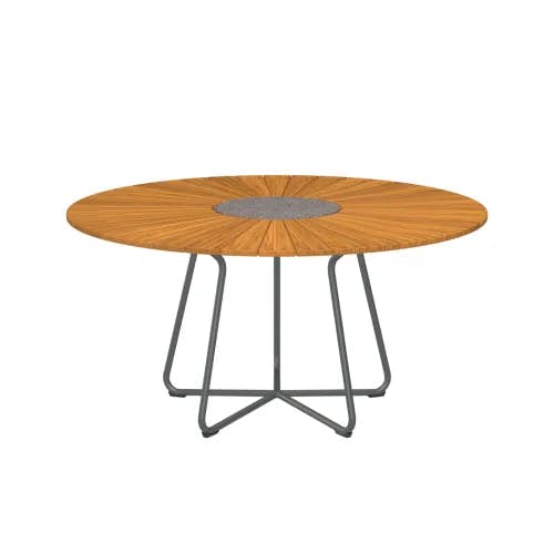 Houe Circle 59" Dining Table | Gray Aluminum Frame | Bamboo & Granite Tabletop