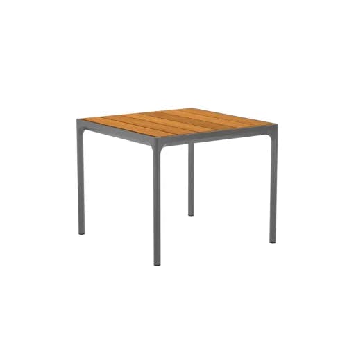 Houe Four 35" Square Dining Table | Dark Grey Aluminum Frame | Bamboo Tabletop