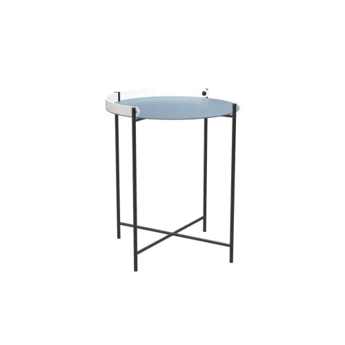 Houe Edge 18" Tray Table | Pigeon Blue Aluminum Top | White Handle