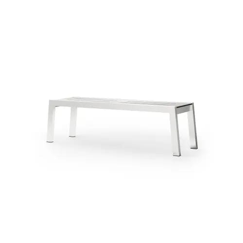 MAMAGREEN Baia 57" Bench | Frame: Stainless Steel | Seat: HPL, Alpes White