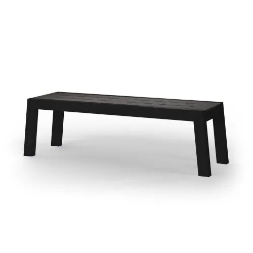 MAMAGREEN Baia 57" Bench | Frame: Powder-Coated Aluminum, Black | Seat: HPL, Slate