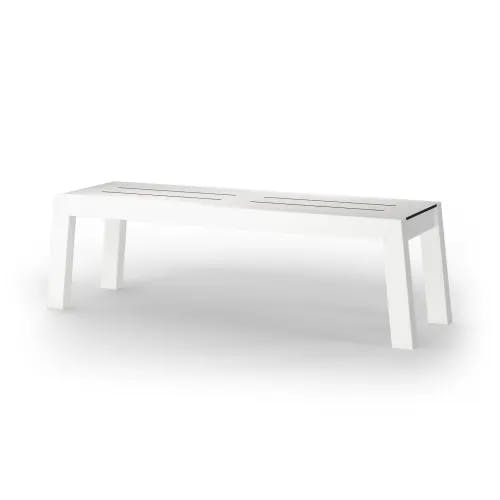 MAMAGREEN Baia 57" Bench | Frame: Powder-Coated Aluminum, White | Seat: HPL, Alpes White