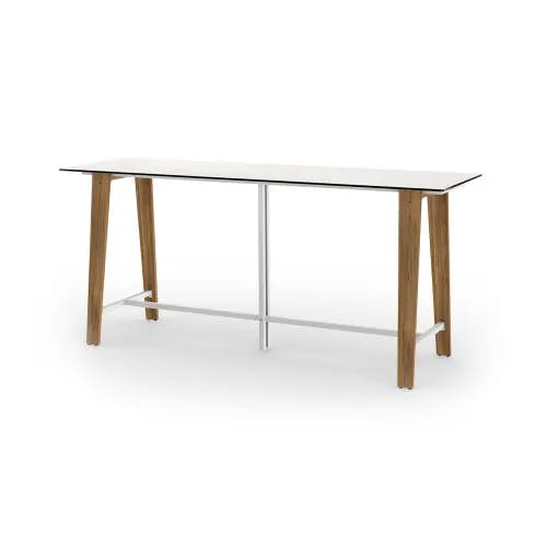 MAMAGREEN Sato 94.5" Bar Table | Frame: Teak | Tabletop: HPL, Alpes White