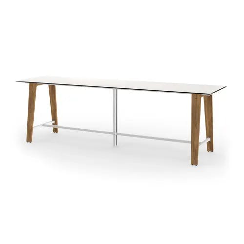 MAMAGREEN Sato 120" Communal Table | Frame: Teak | Tabletop: HPL, Alpes White