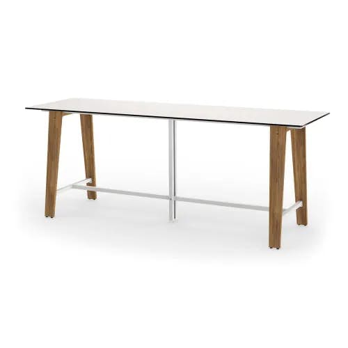 MAMAGREEN Sato 94.5" Communal Table | Frame: Teak | Tabletop: HPL, Alpes White