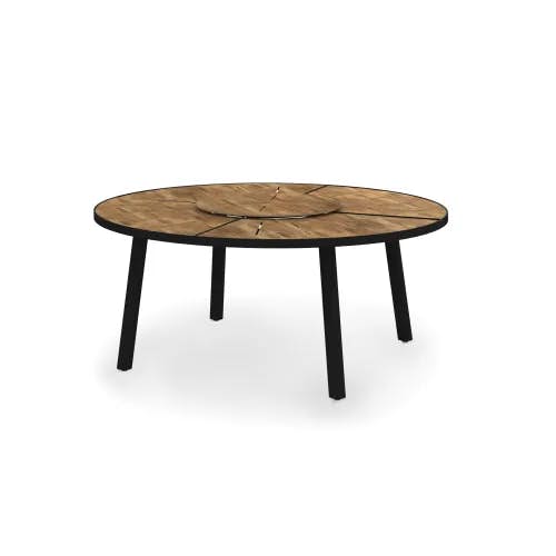 MAMAGREEN Meika 71" Round Dining Table | Frame: SS 304 Black | Tabletop: Recycled Teak
