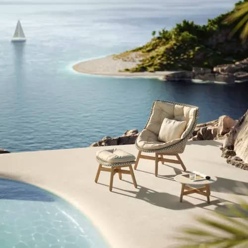 DEDON MBRACE Wing Chair, Footstool and Coffee Table